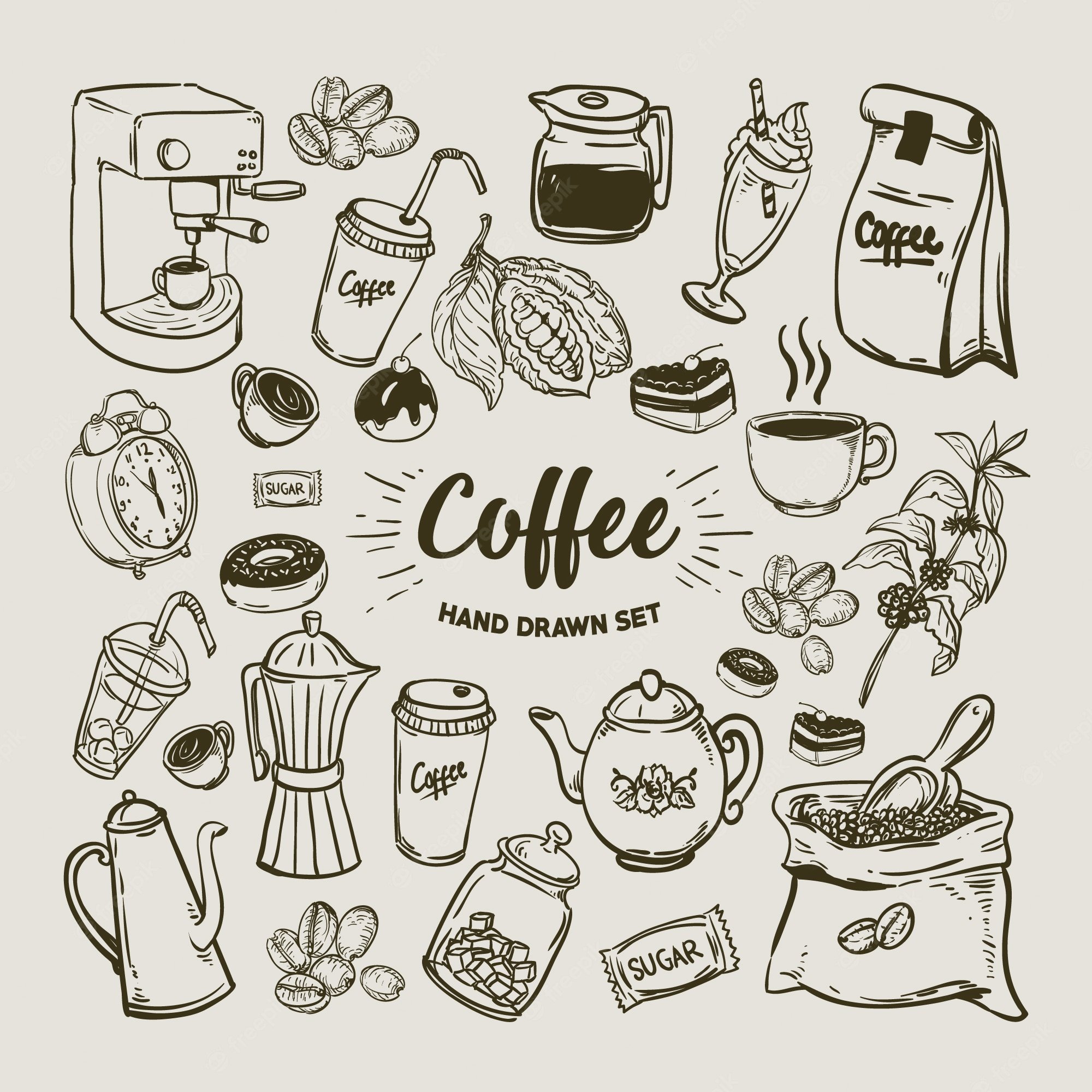 Кофе линейный рисунок