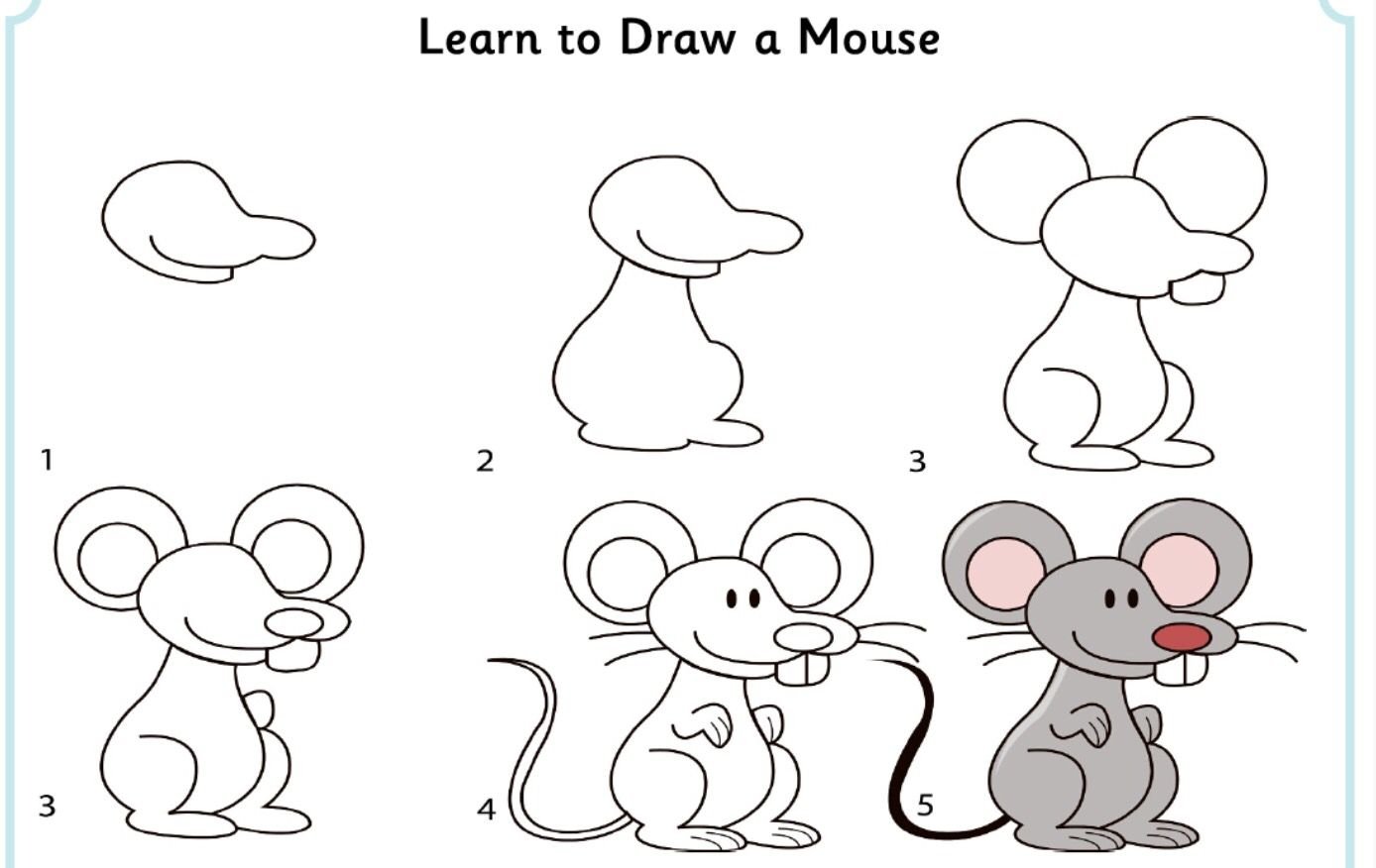 Поэтапный рисунок мышки