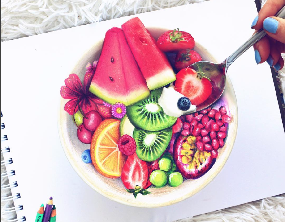 Рисунки для скетчбука еда. Сладости цветными карандашами. Рисунки маркерами еда. Фрукты маркерами. Тарелка с фруктами маркерами.