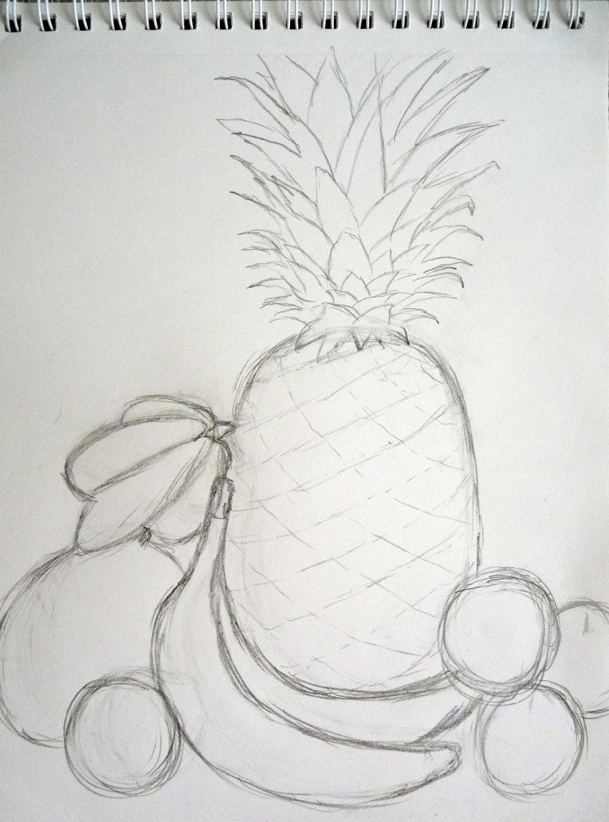 Рисунки карандашом для начинающих фрукты