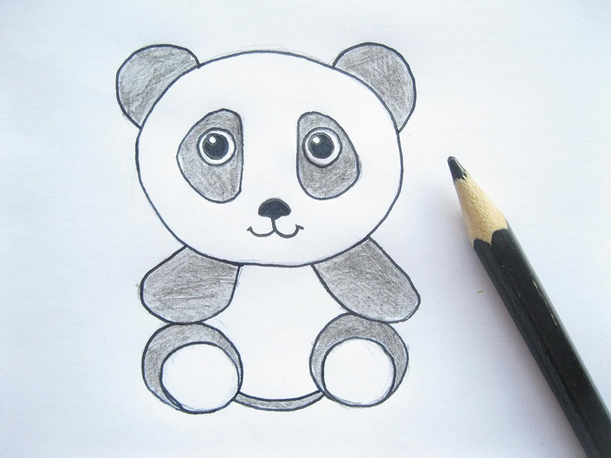 Панда рисунок для детей карандашом