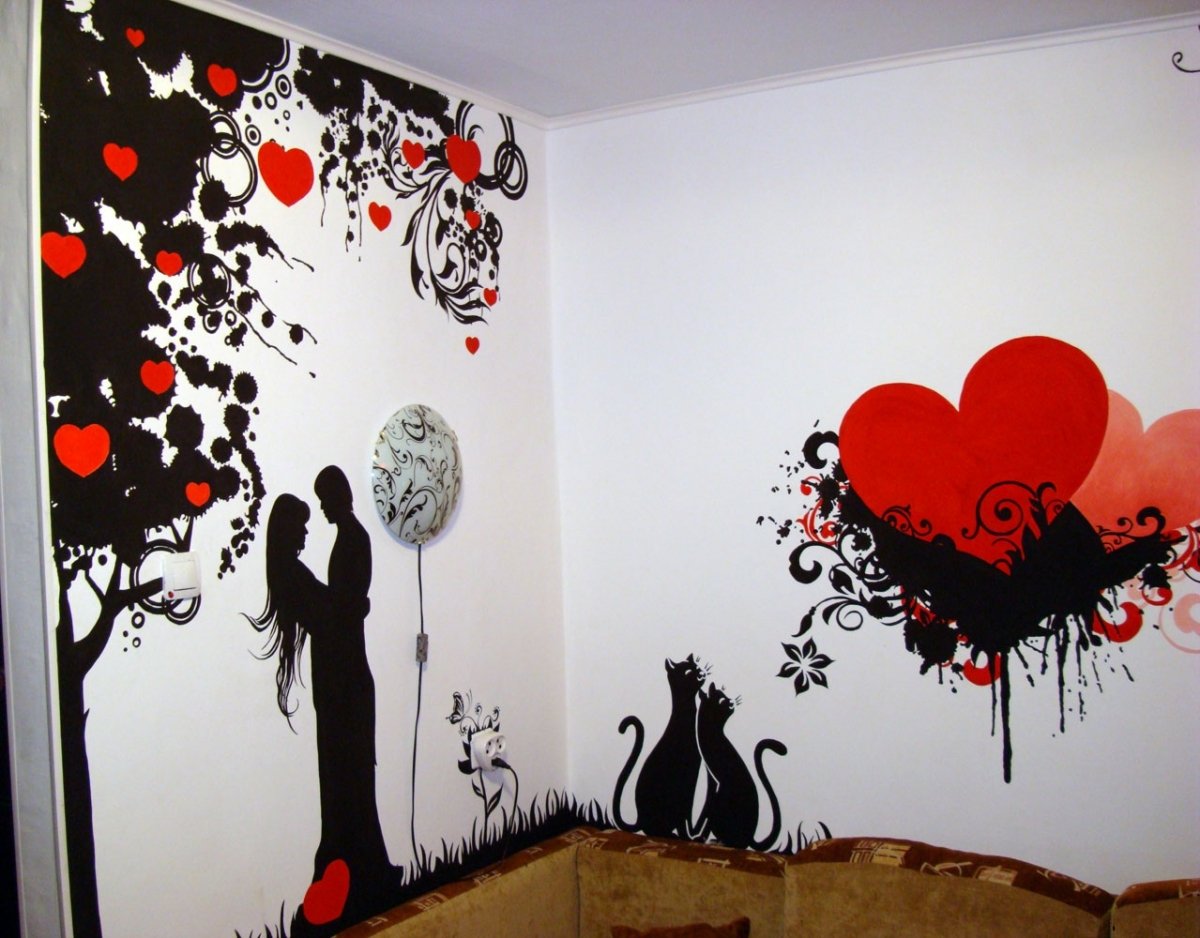 Разрисованные стены в комнате