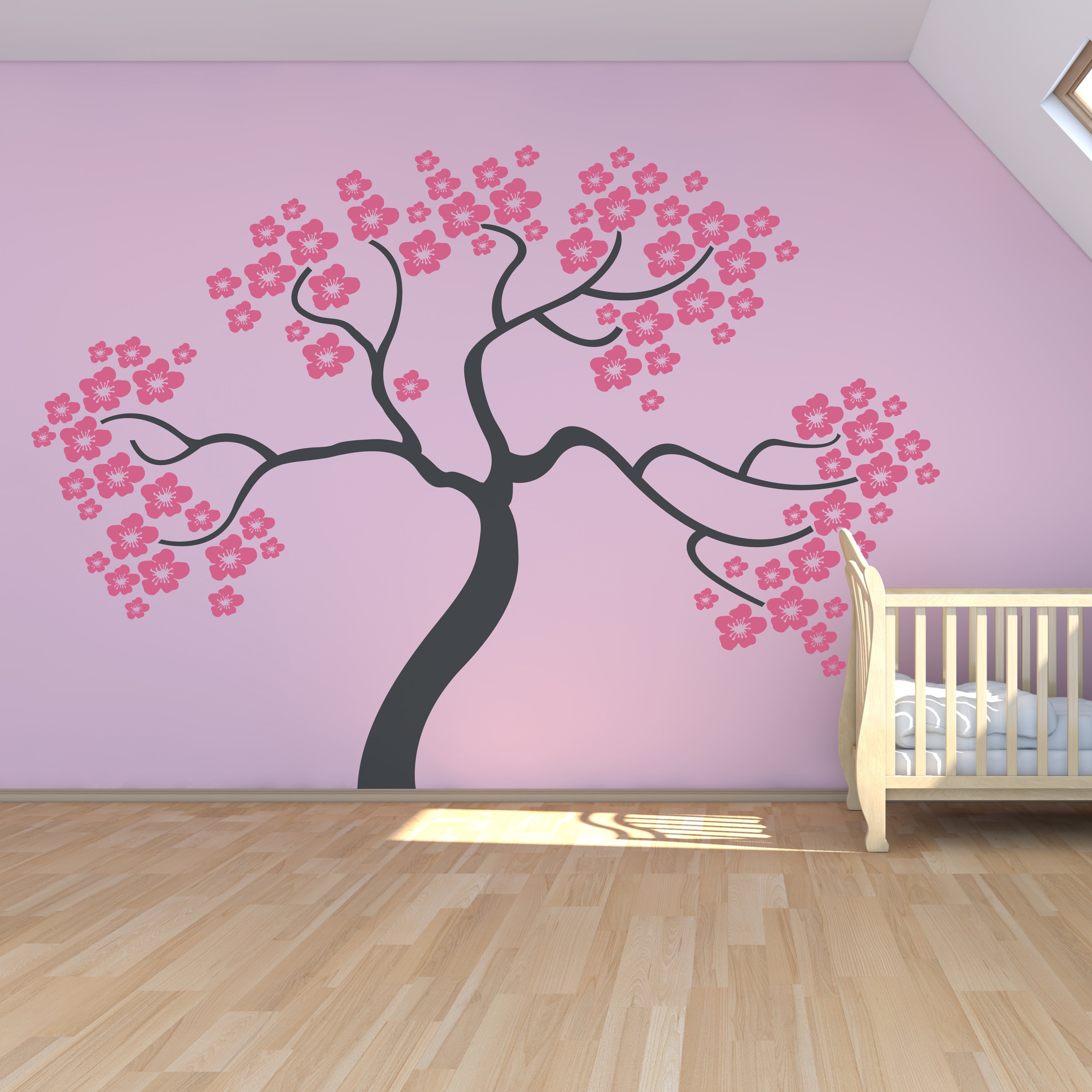 Дерево красками на стене
