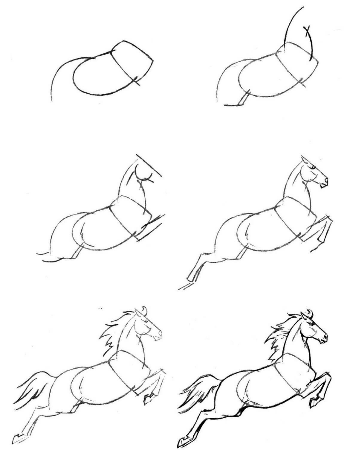 Лошадь поэтапно легко
