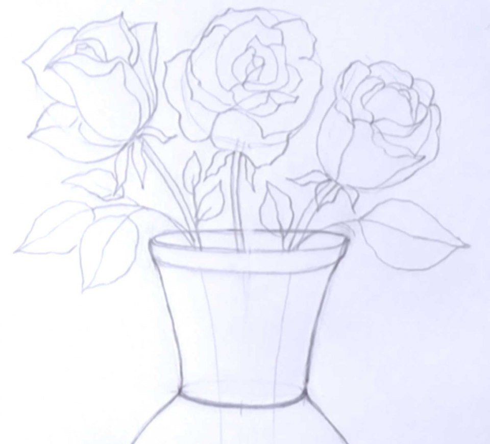 Легкий рисунок цветов в вазе