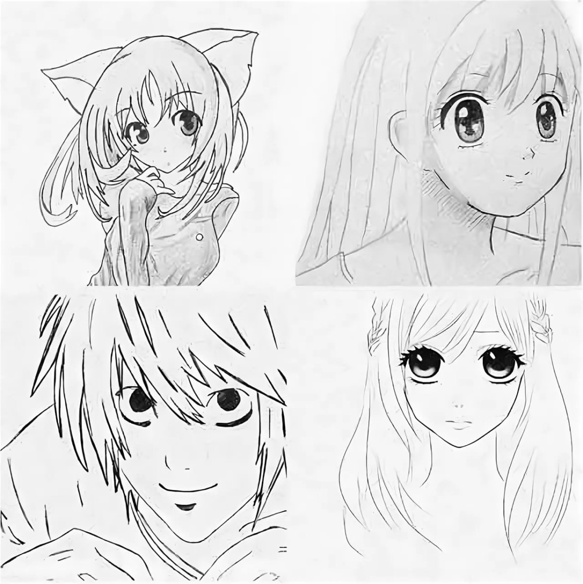 Рисунки для срисовки люди аниме