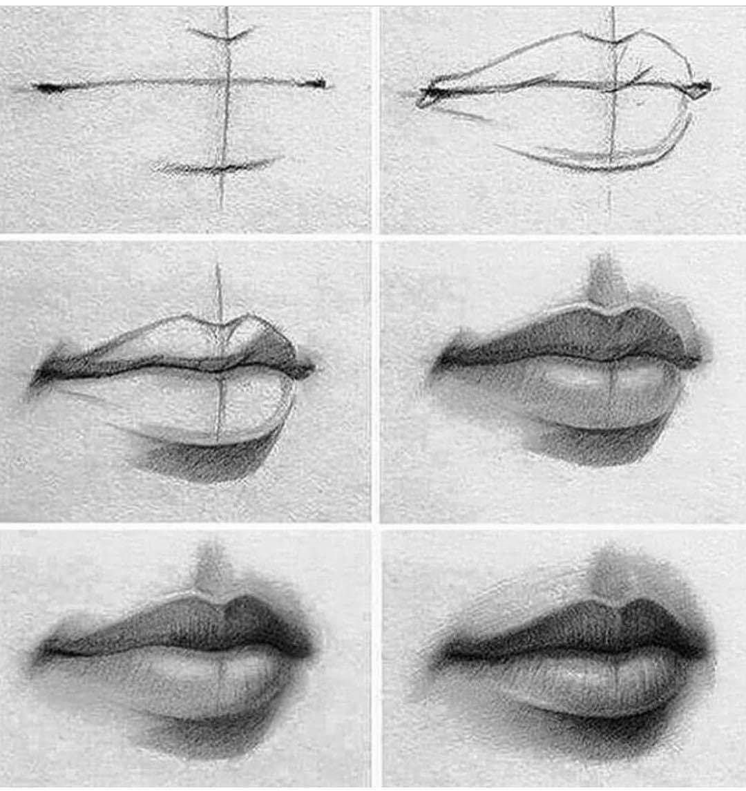 Рисование губ карандашом для начинающих