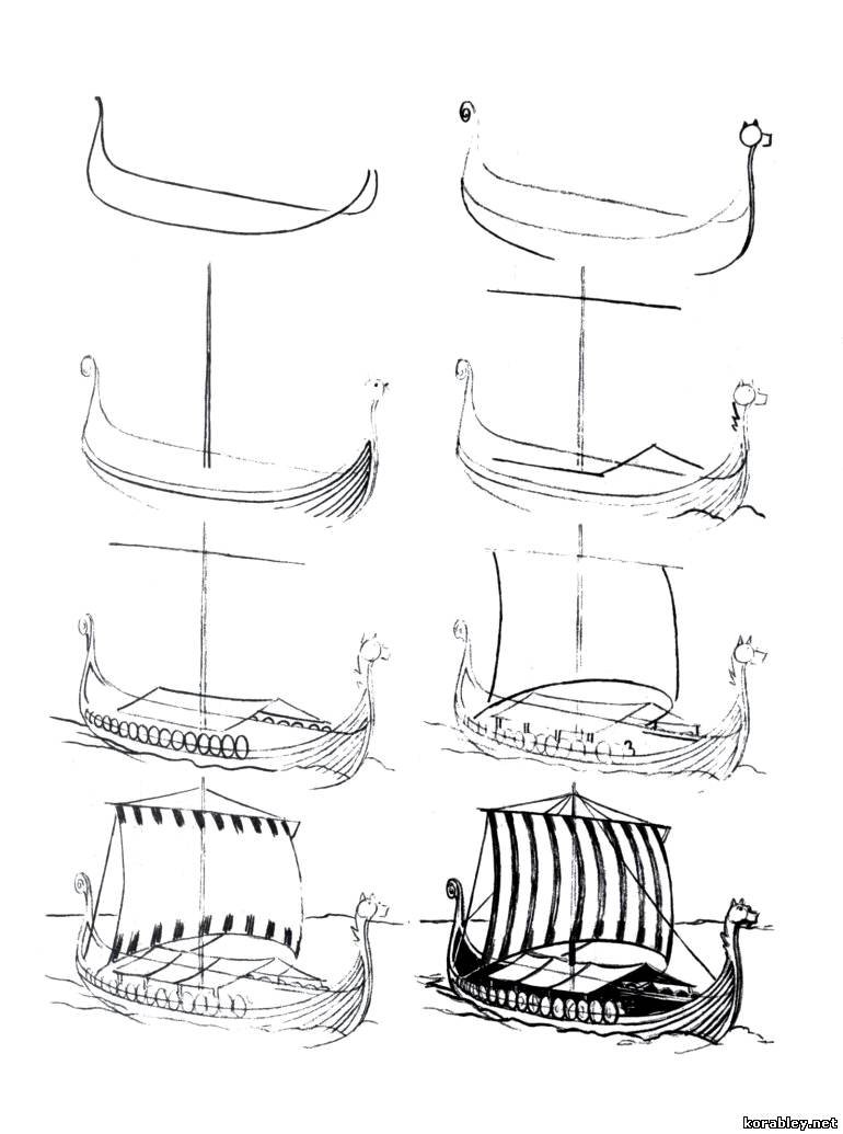 Схематический рисунок корабля викингов