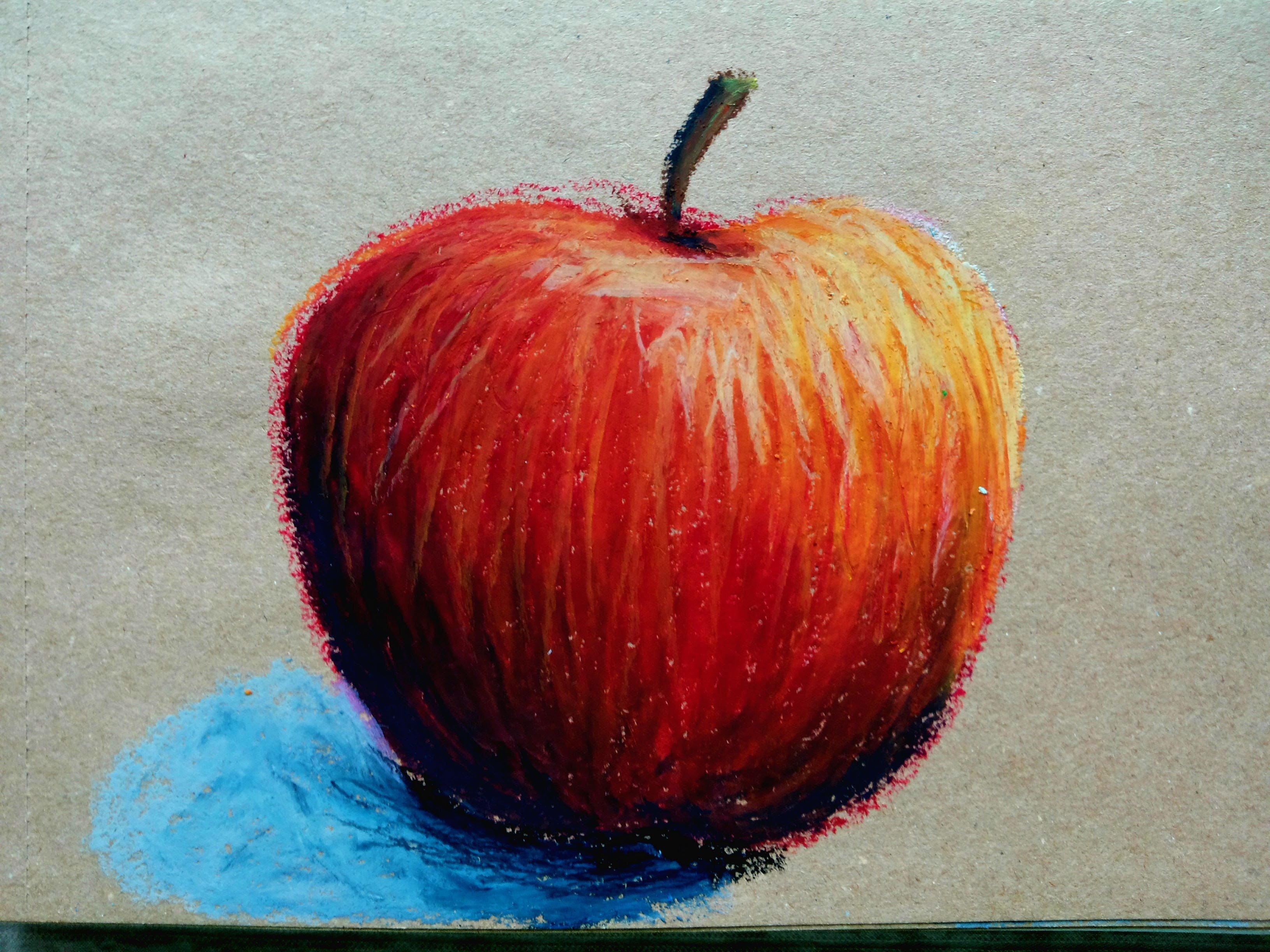 Рисование масляной пастелью яблоки