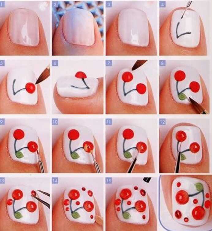 Как нарисовать губы на ногтях пошагово фото