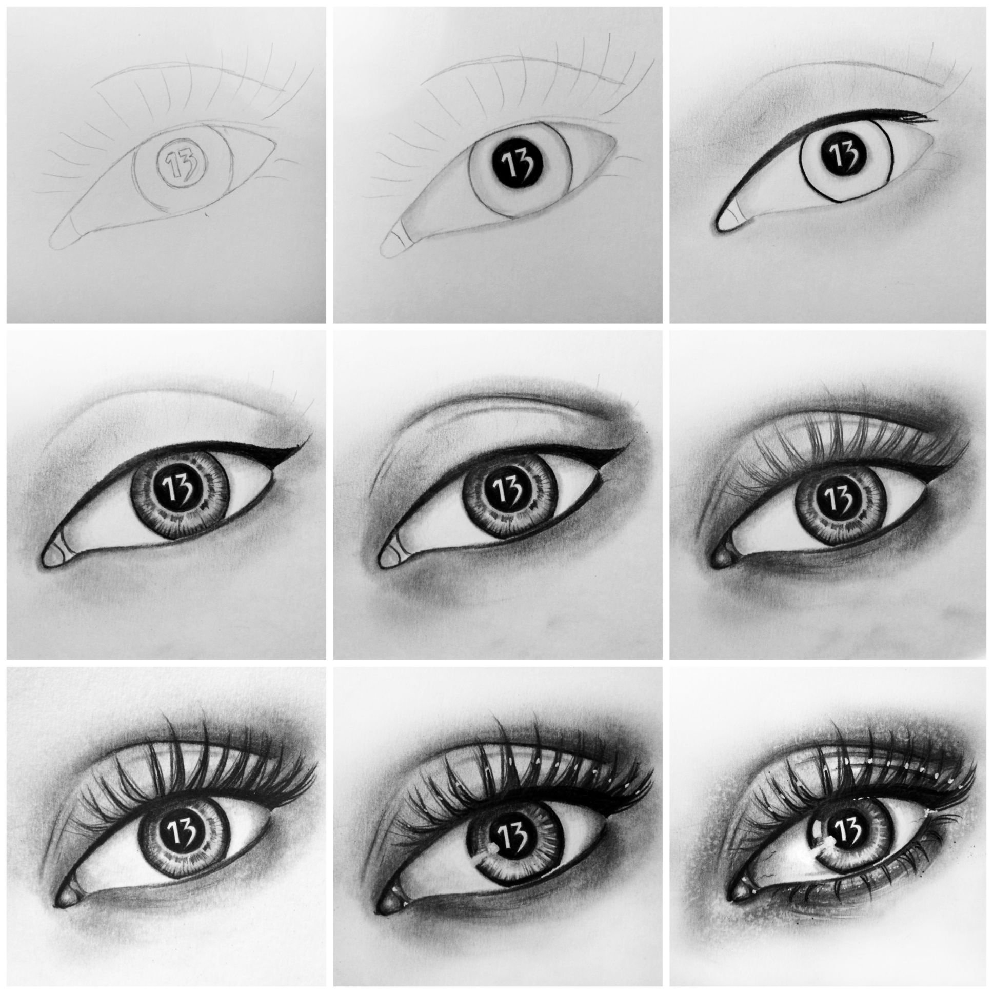 Поэтапное рисование глаз
