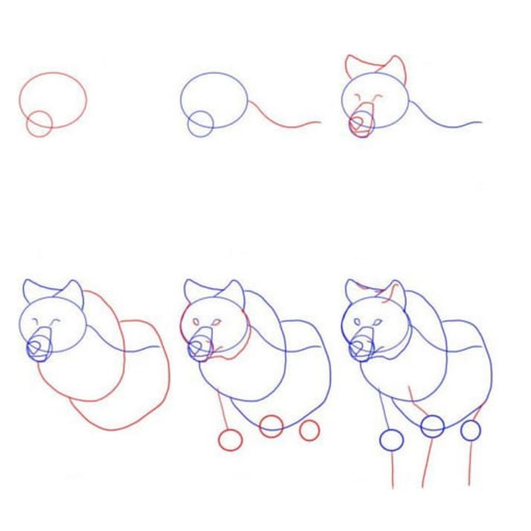 Схема рисования волка