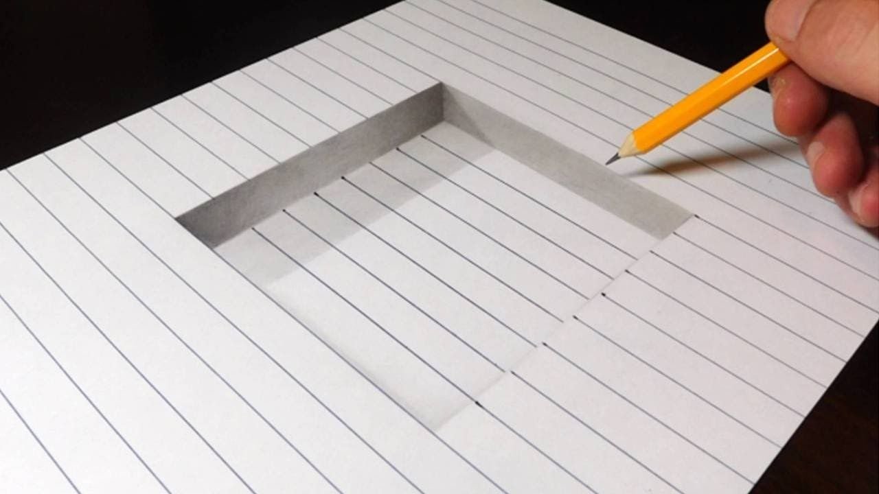 На таком же листе бумаги построили. Объемные рисунки. Оптические иллюзии на бумаге. Иллюзии карандашом. Объёмные рисунки карандашом.