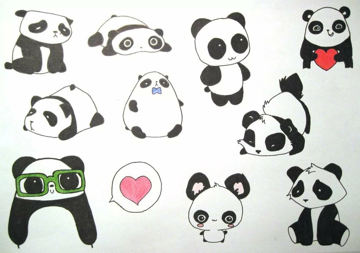 Панда для срисовки легко