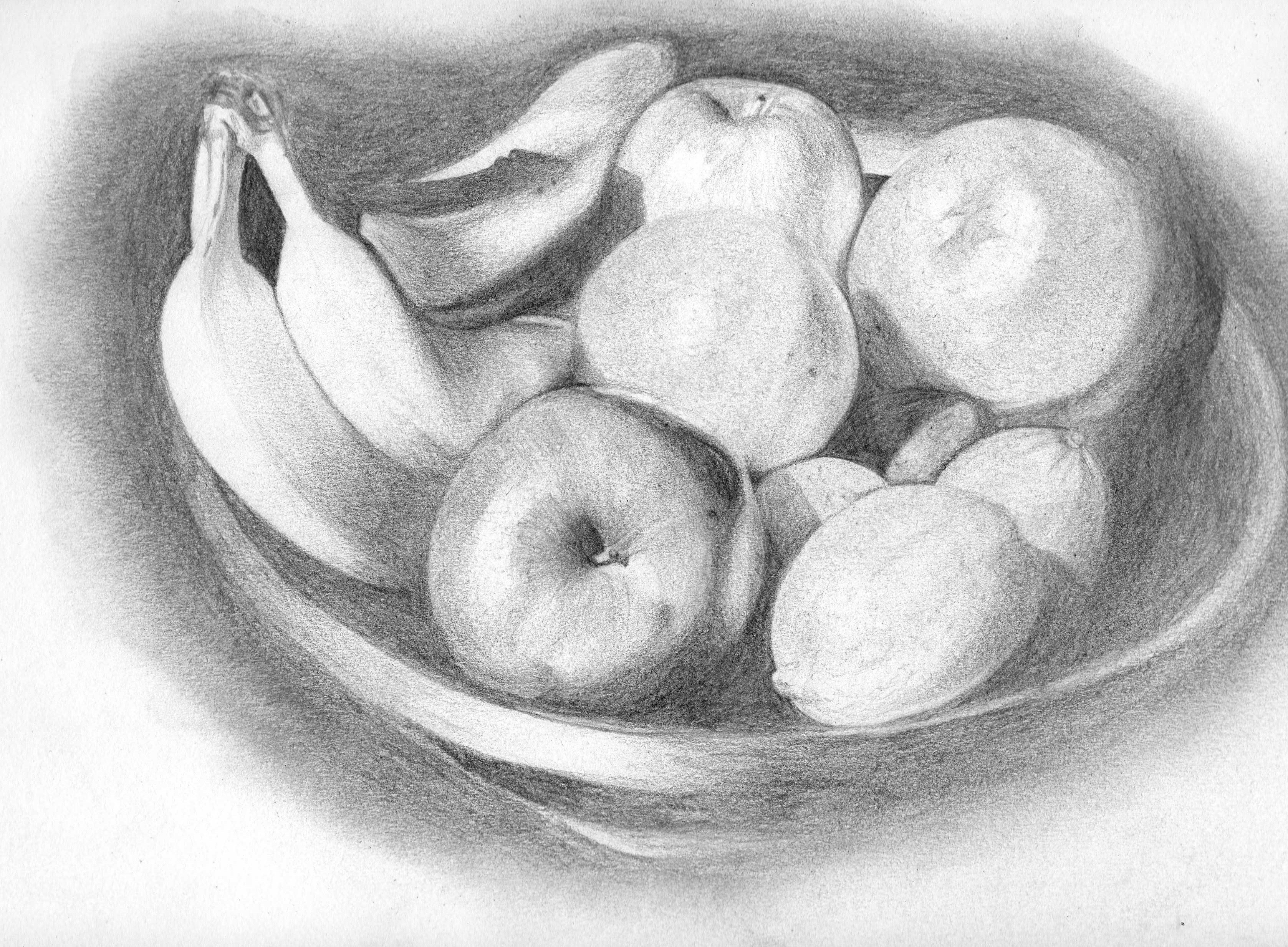 Рисование карандашом фрукты