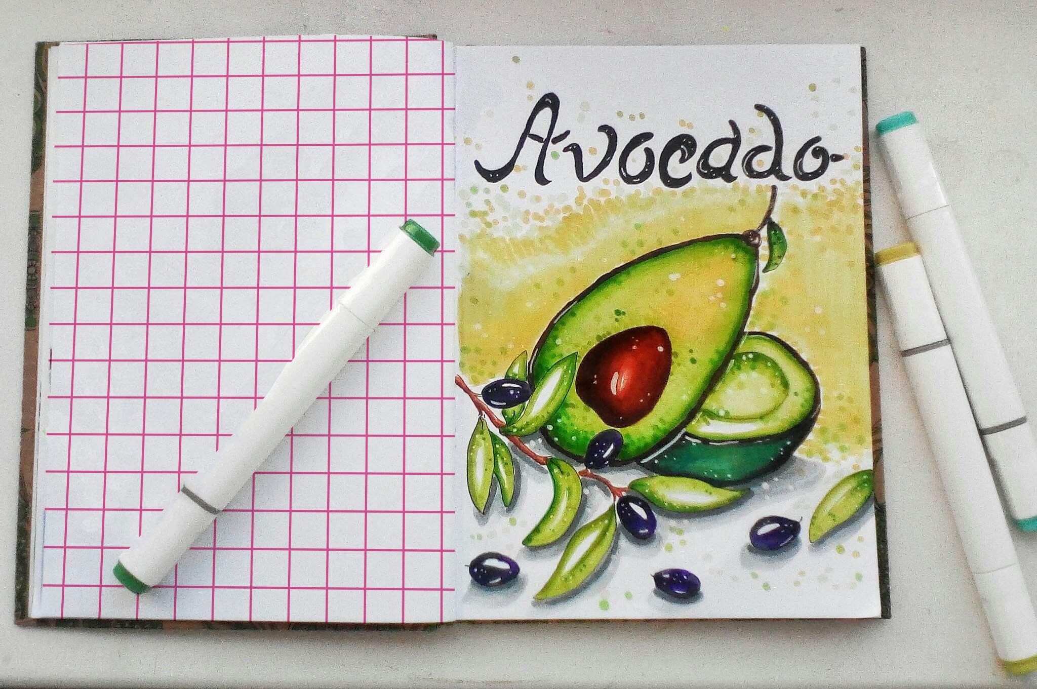 Авокадо скетч маркерами