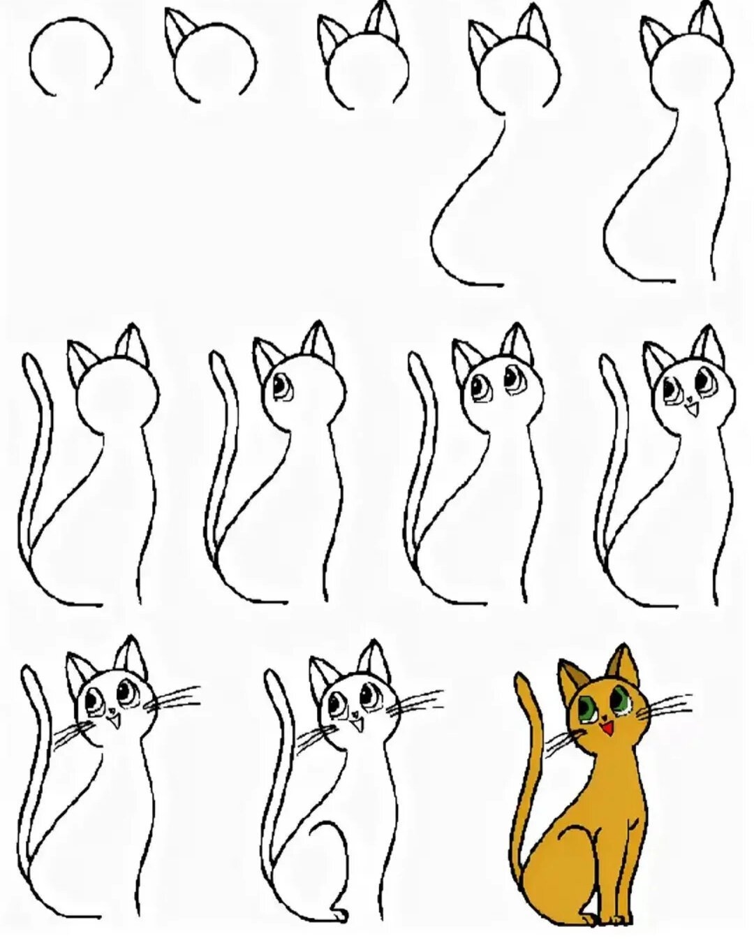 картинки котов рисовать карандашом