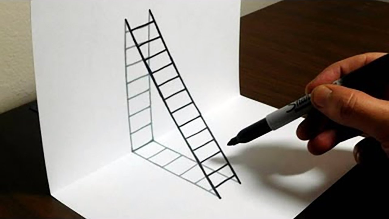 Объемная лестница на бумаге