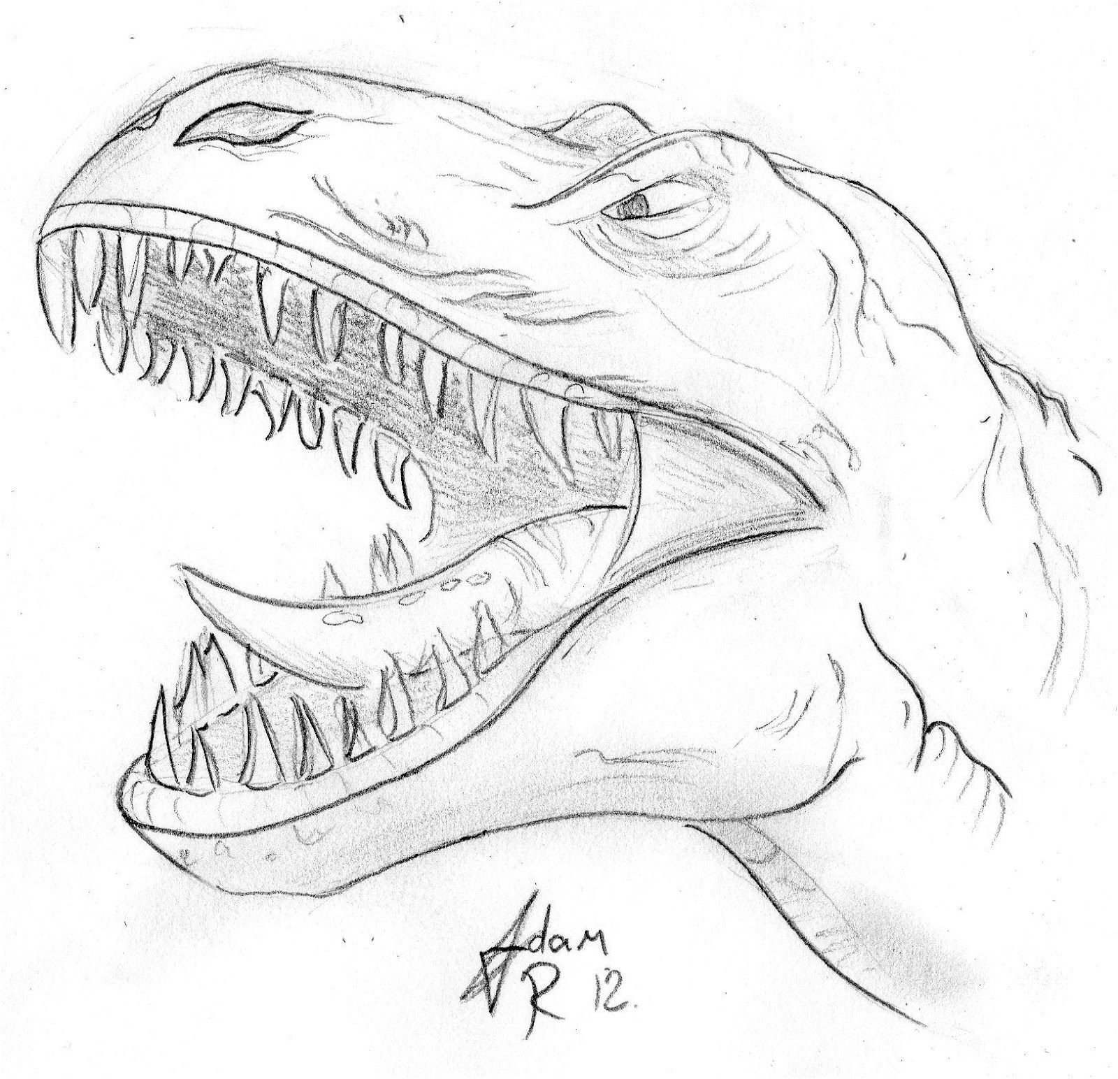 Рисунок динозавра карандашом для срисовки