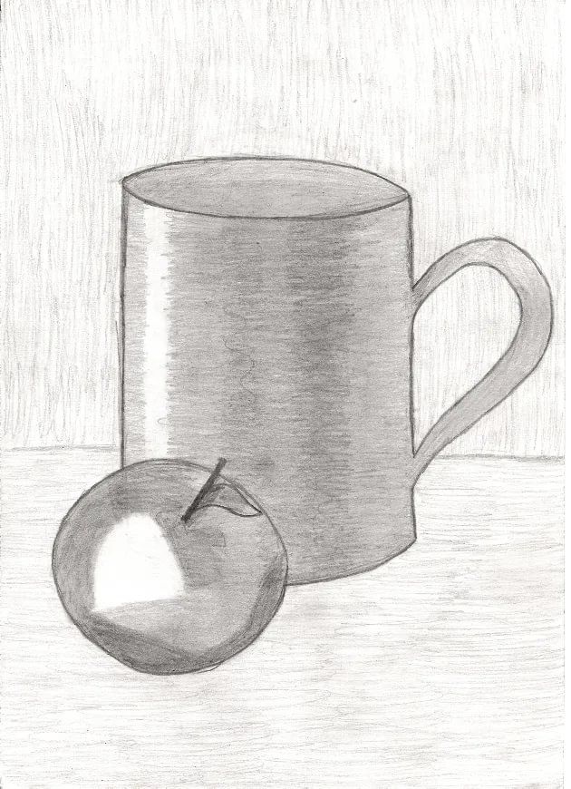 Кружка с тенью рисунок карандашом