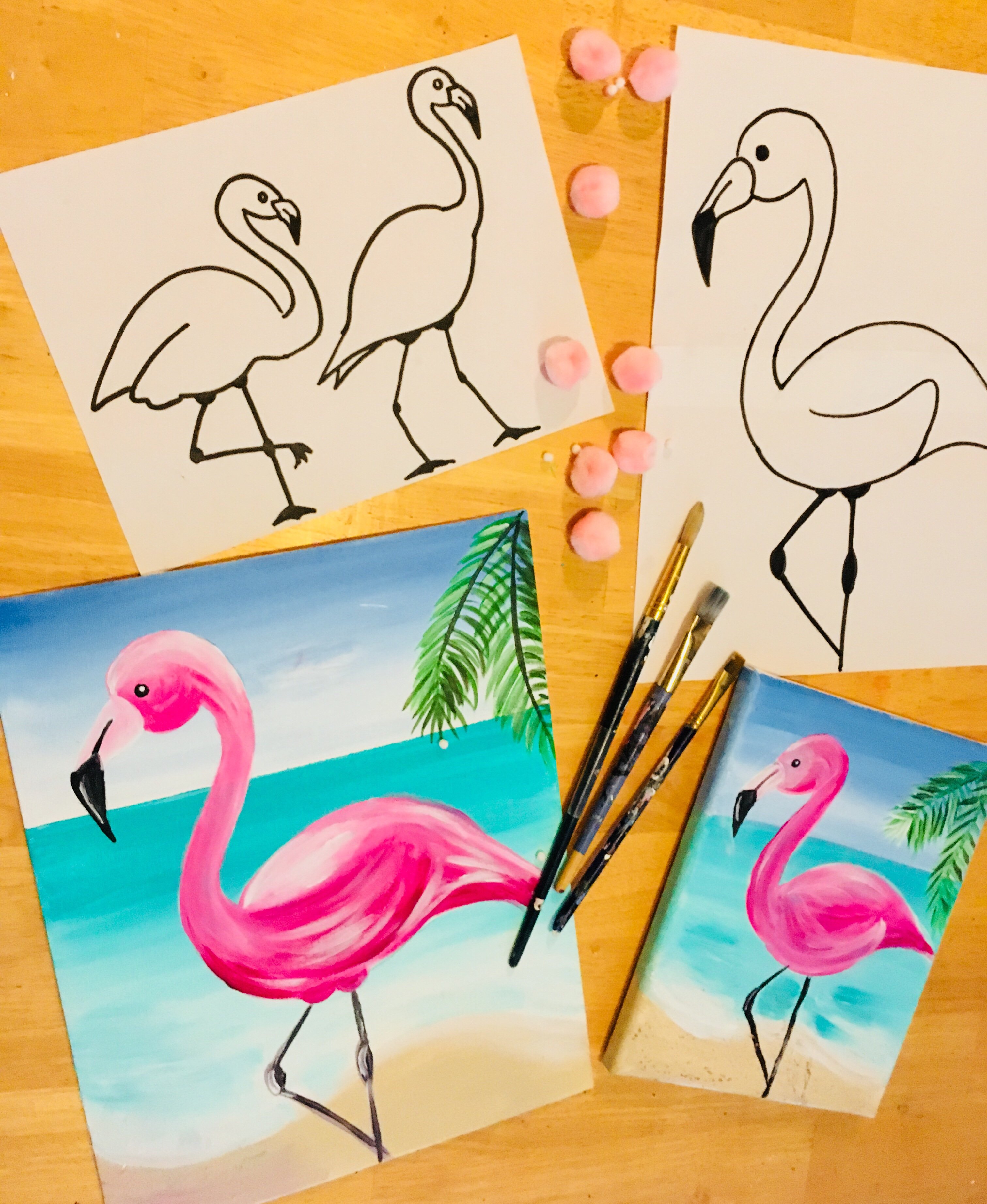 Рисуем Фламинго с детьми