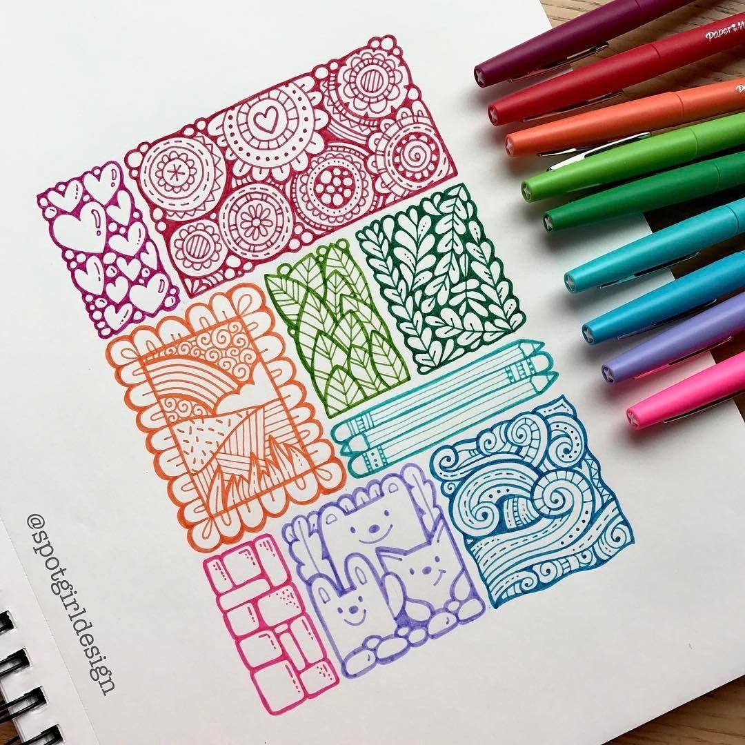 Рисунки для скетчбука легкие разноцветные