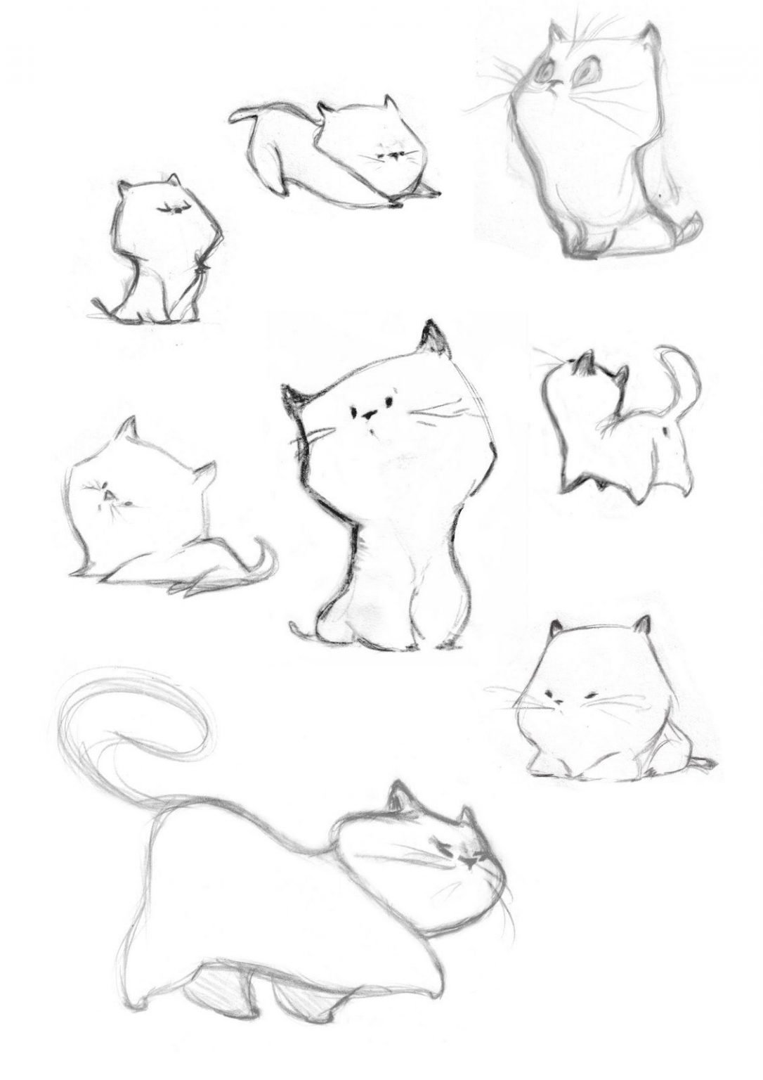 Котики для рисования карандашом