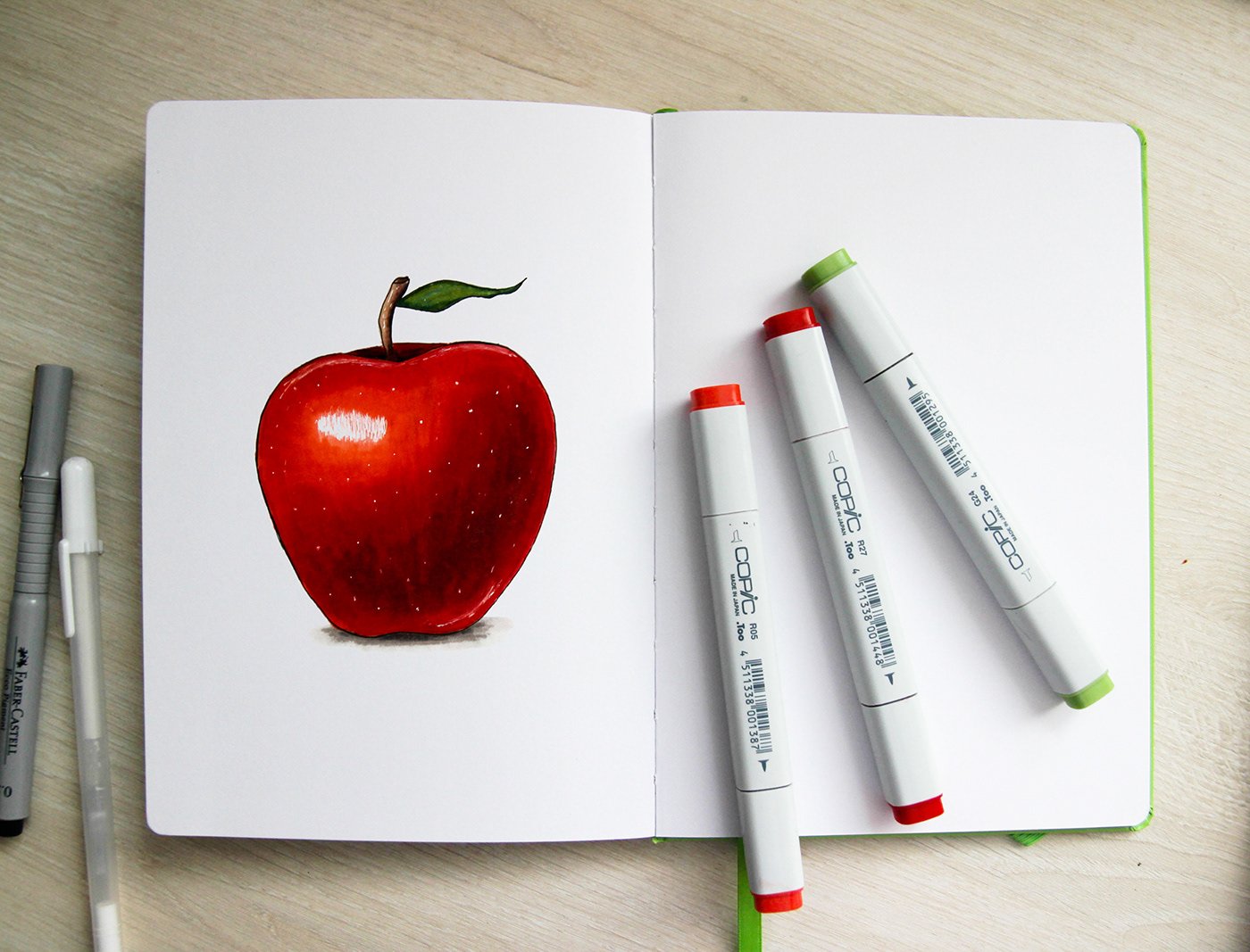 Рисунки скетч маркерами для начинающих легкие яблоко (47 фото) » рисунки  для срисовки на Газ-квас.ком