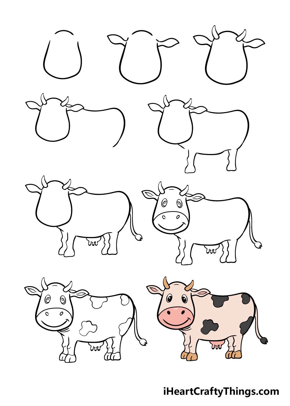 Поэтапное рисование коровы