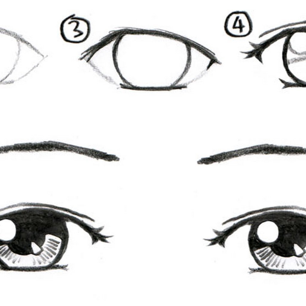 Этапы рисования аниме глаз