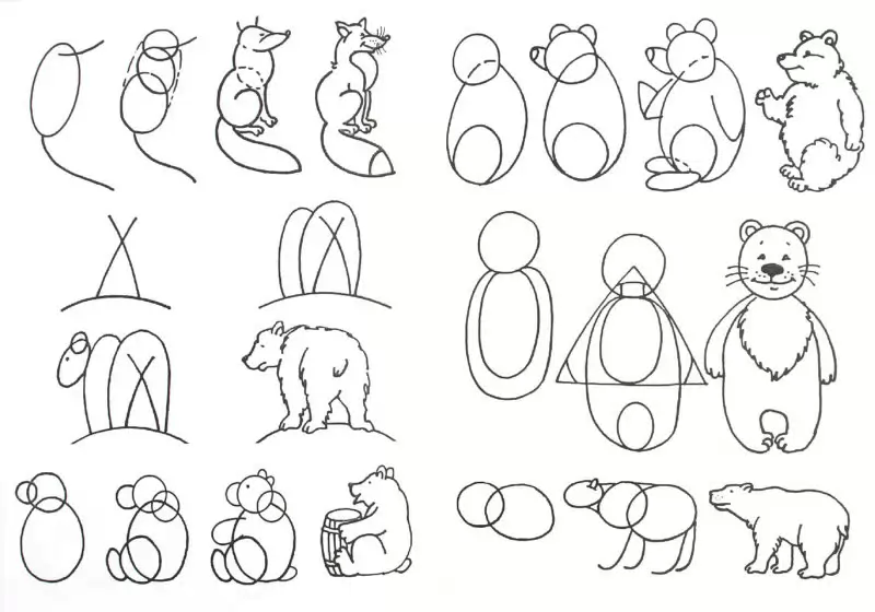 Рисование для дошкольников. Схемы рисования для детей. Поэтапное рисование животных. Рисование по этапам для детей.