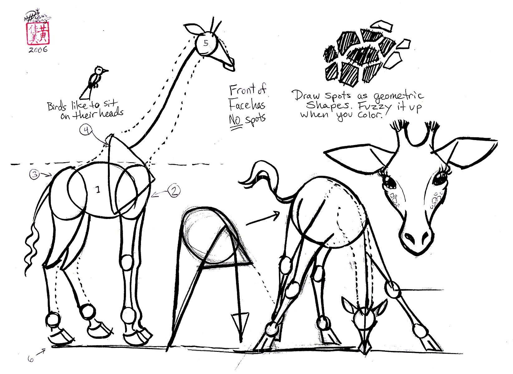 Построение жирафа рисунок