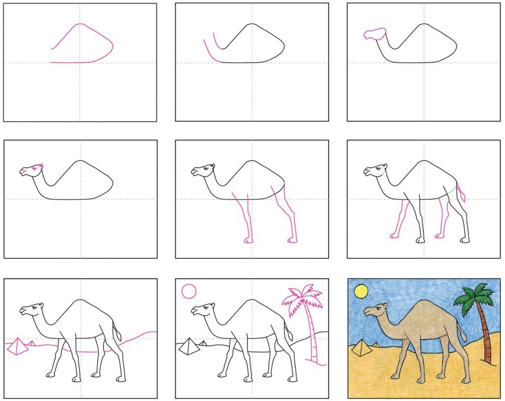 Верблюд рисунок легкий
