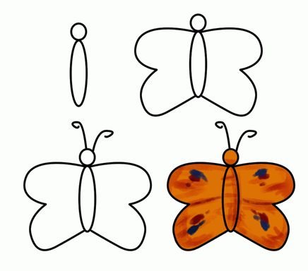Этапы рисования бабочки