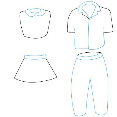 Поэтапное рисование одежды для детей