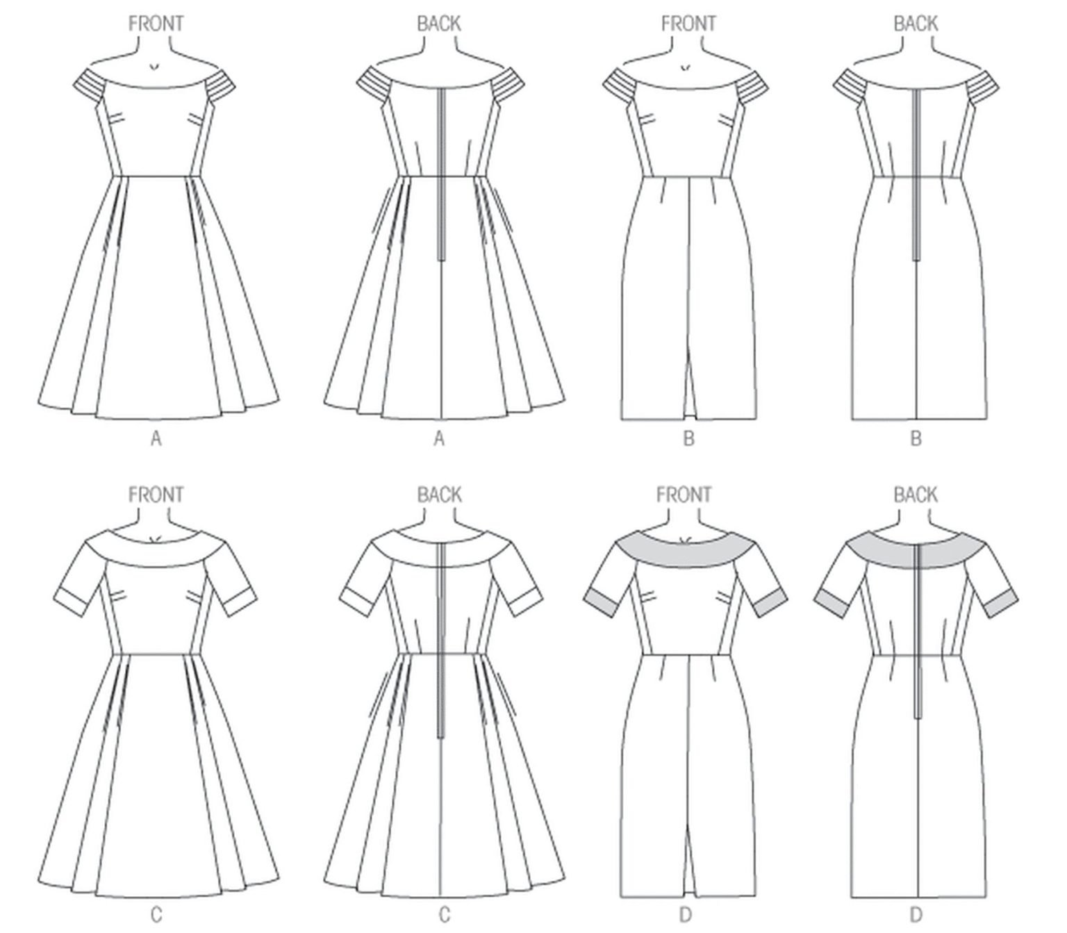 Схема рисования платья