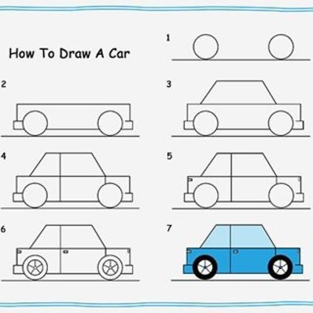 Схема рисования автомобиля для детей