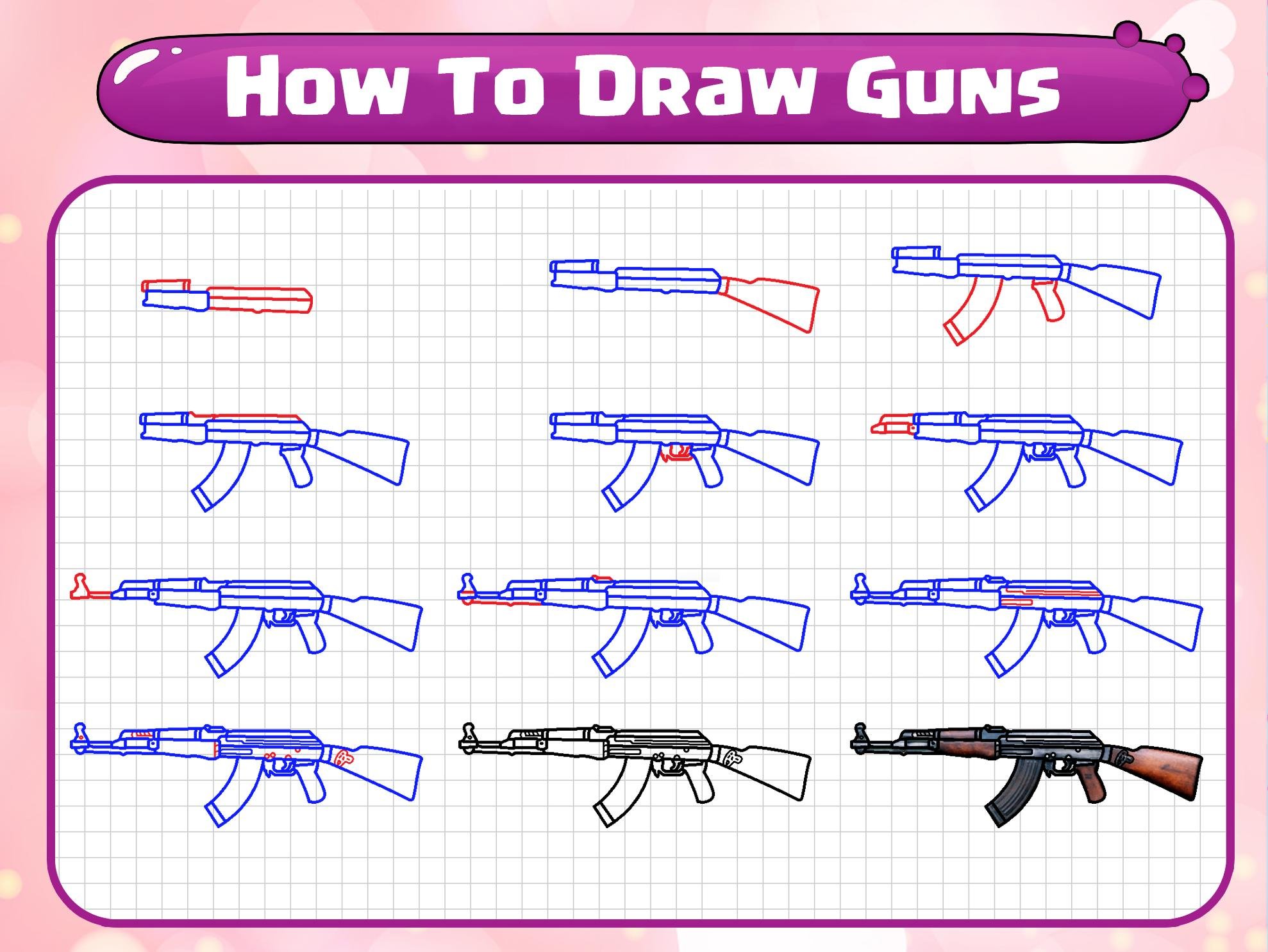 Как пошагово рисовать оружие