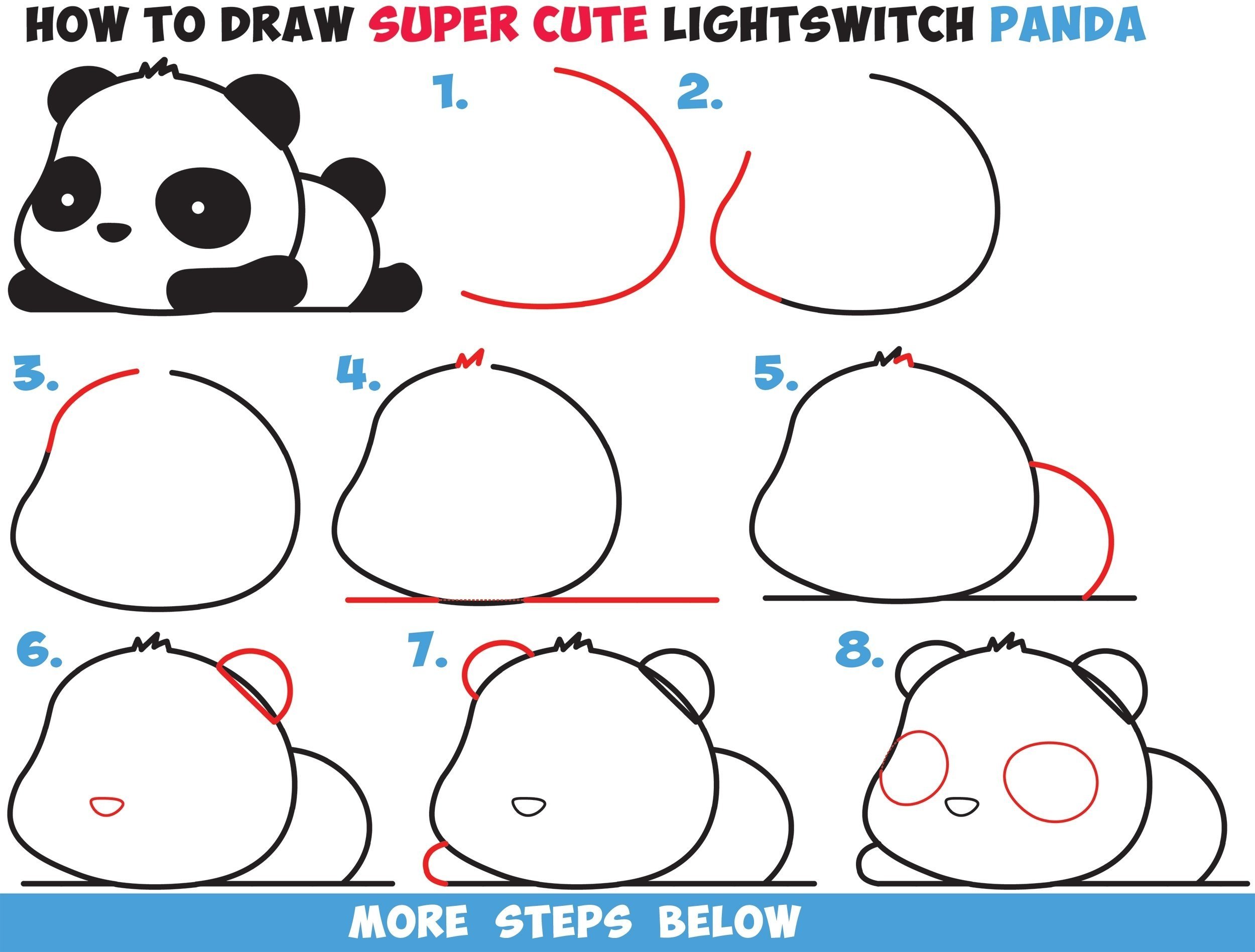 Поэтапный рисунок панды