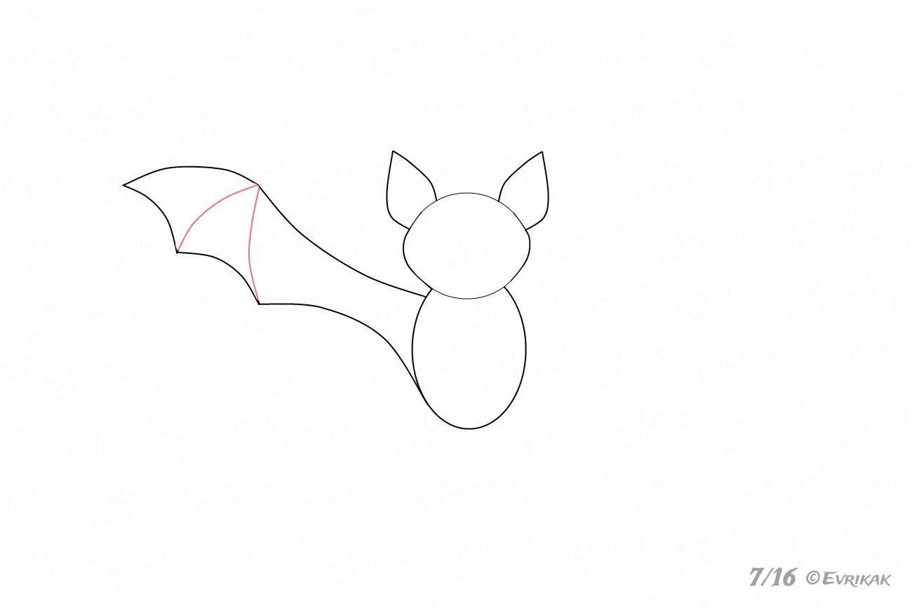 Поэтапное рисование летучей мыши