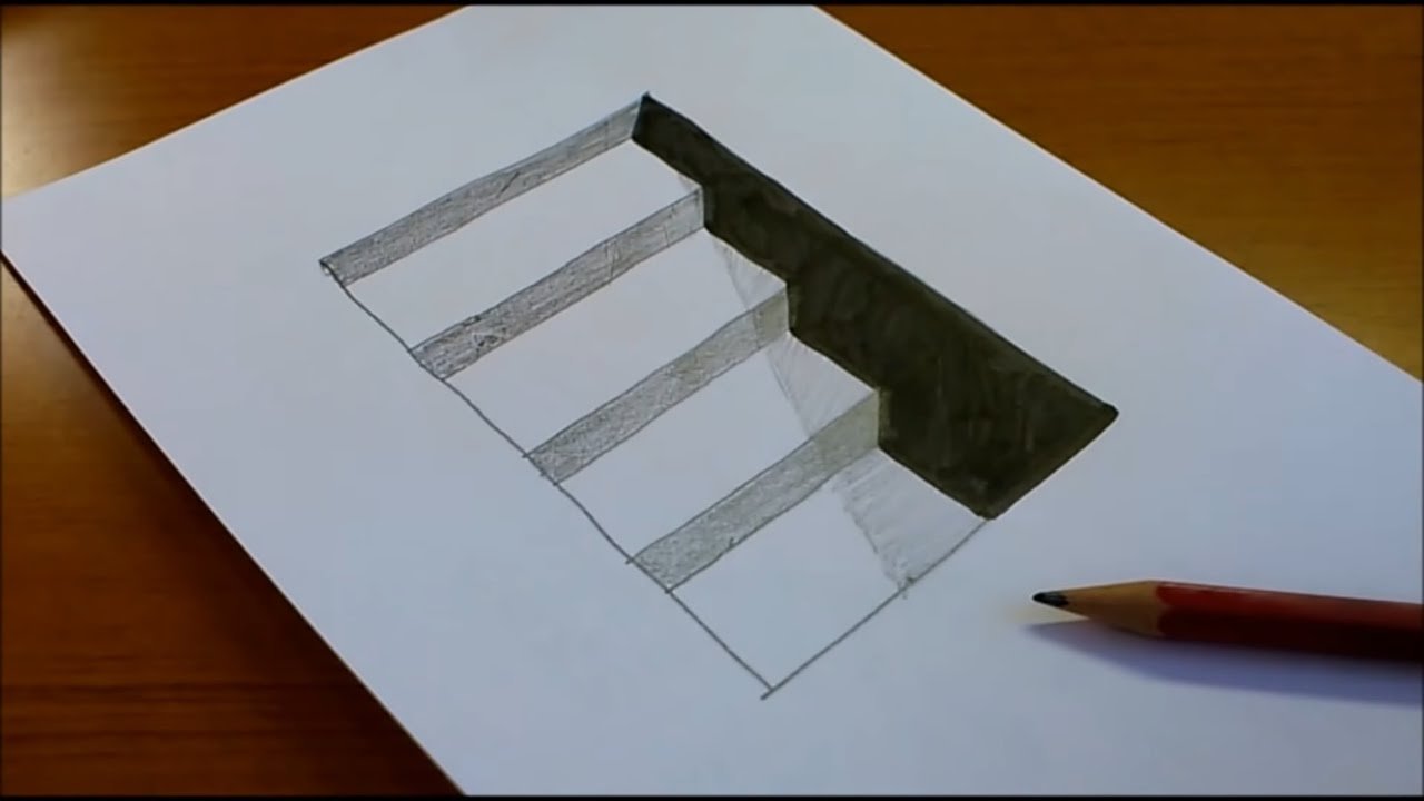 Иллюзия лестницы на бумаге