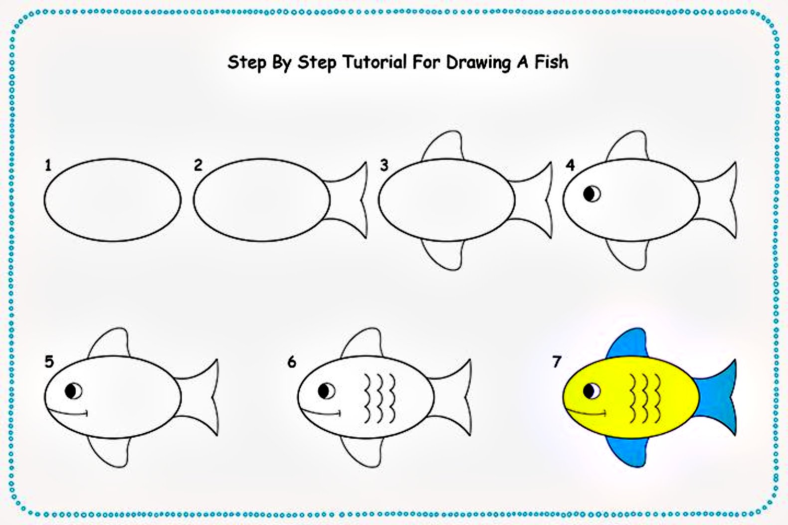 Поэтапное рисование рыбки для дошкольников