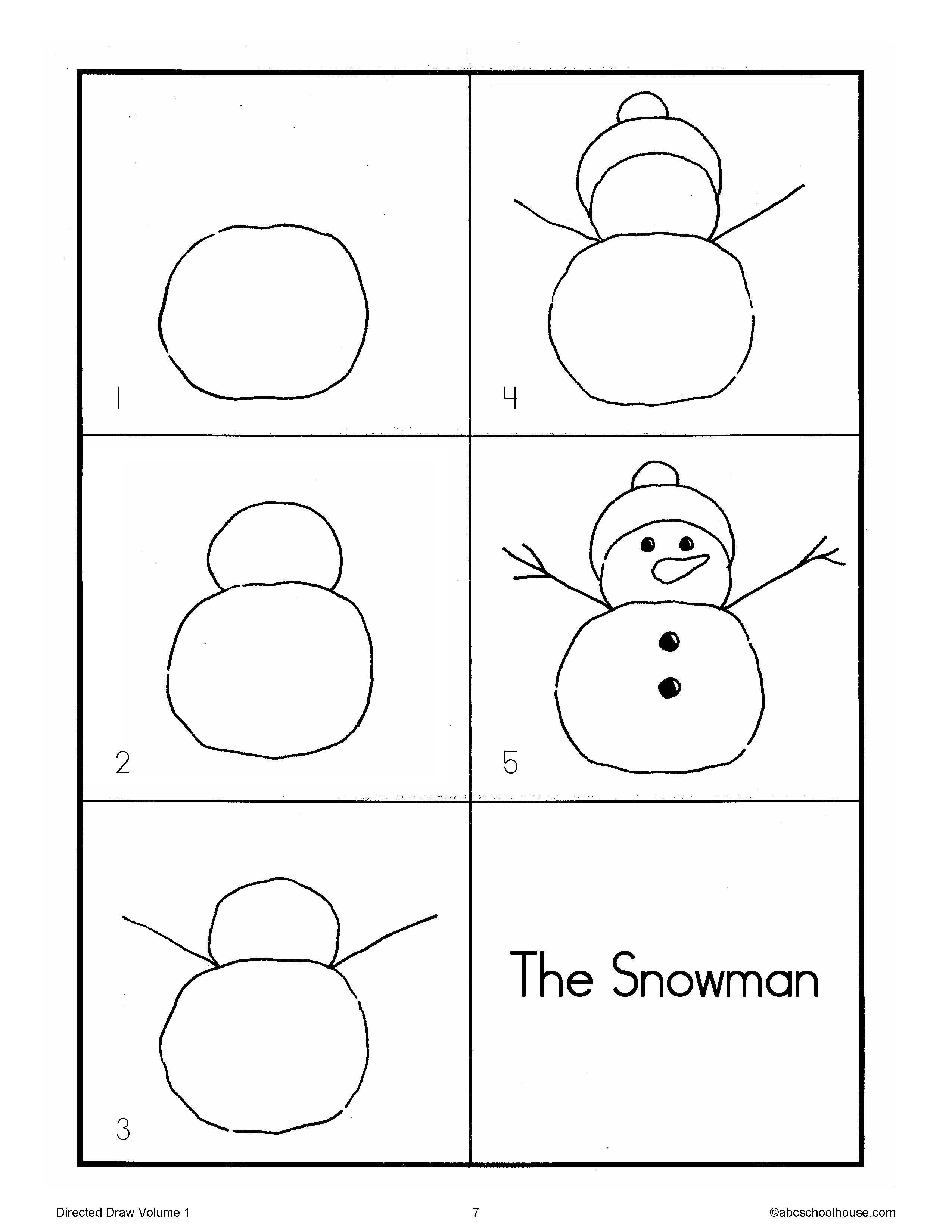 Поэтапный рисунок снеговика