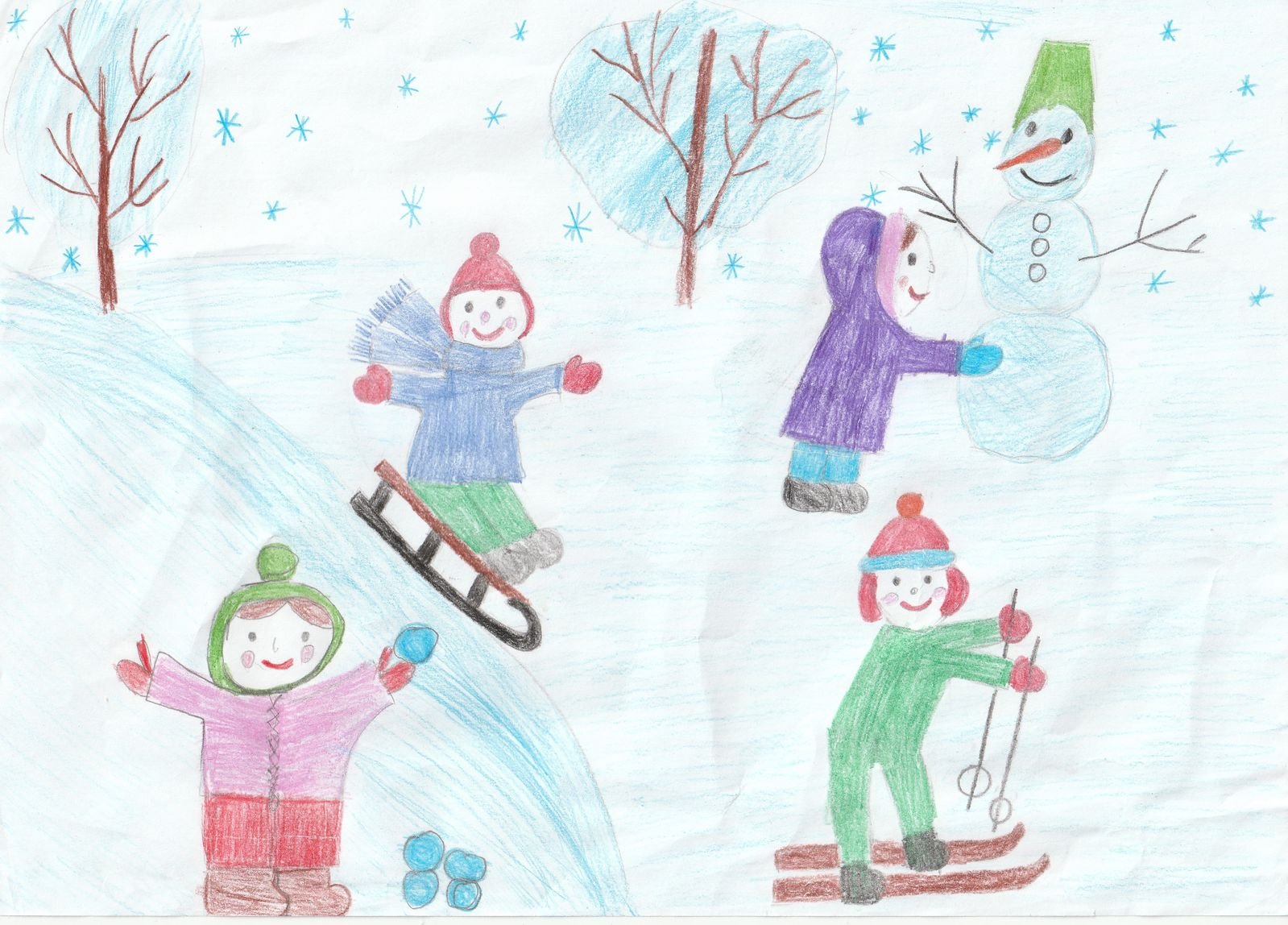 Рисование в подготовительной группе на тему зимние забавы