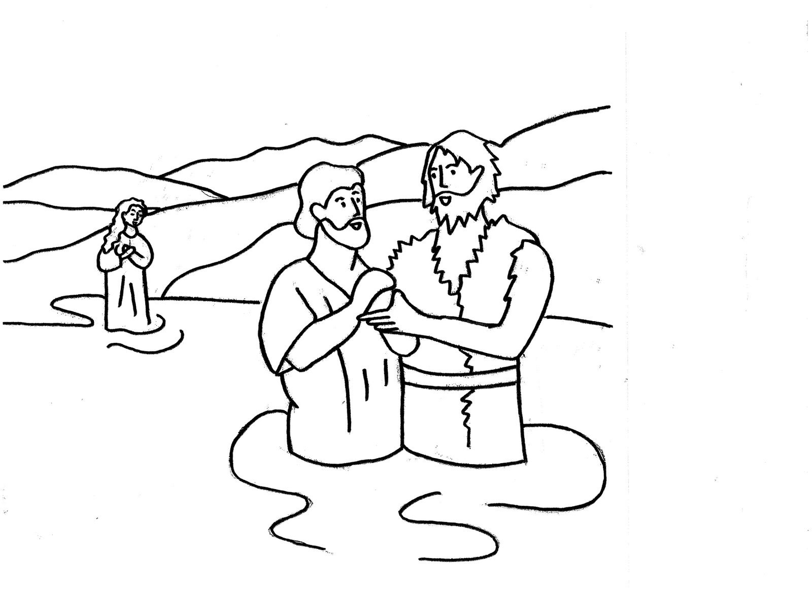 Крещение Иисуса раскраска