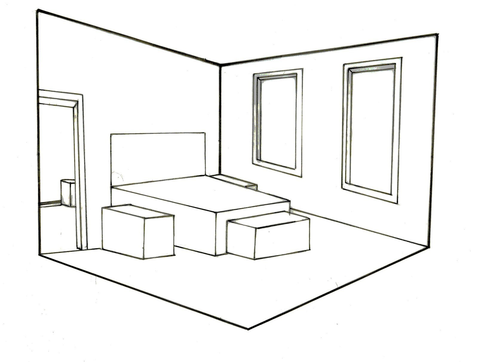 Рисование комнаты с мебелью