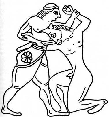 Иллюстрация к мифу о Тесее и Минотавре