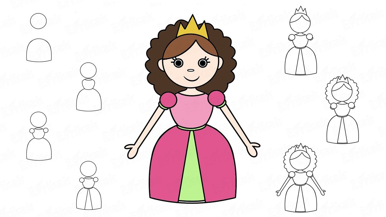 Поэтапный рисунок принцессы