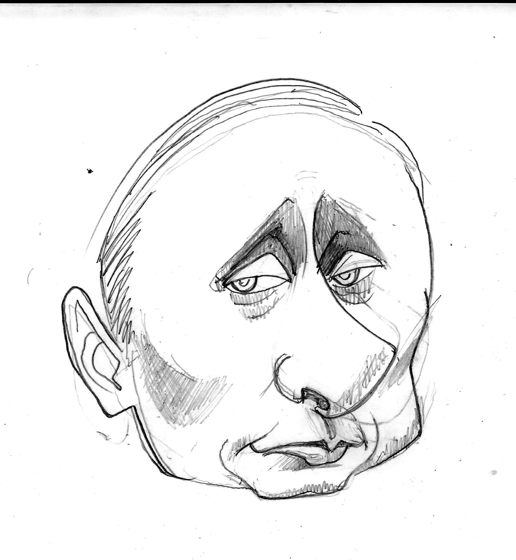 Шарж Путина карандашом