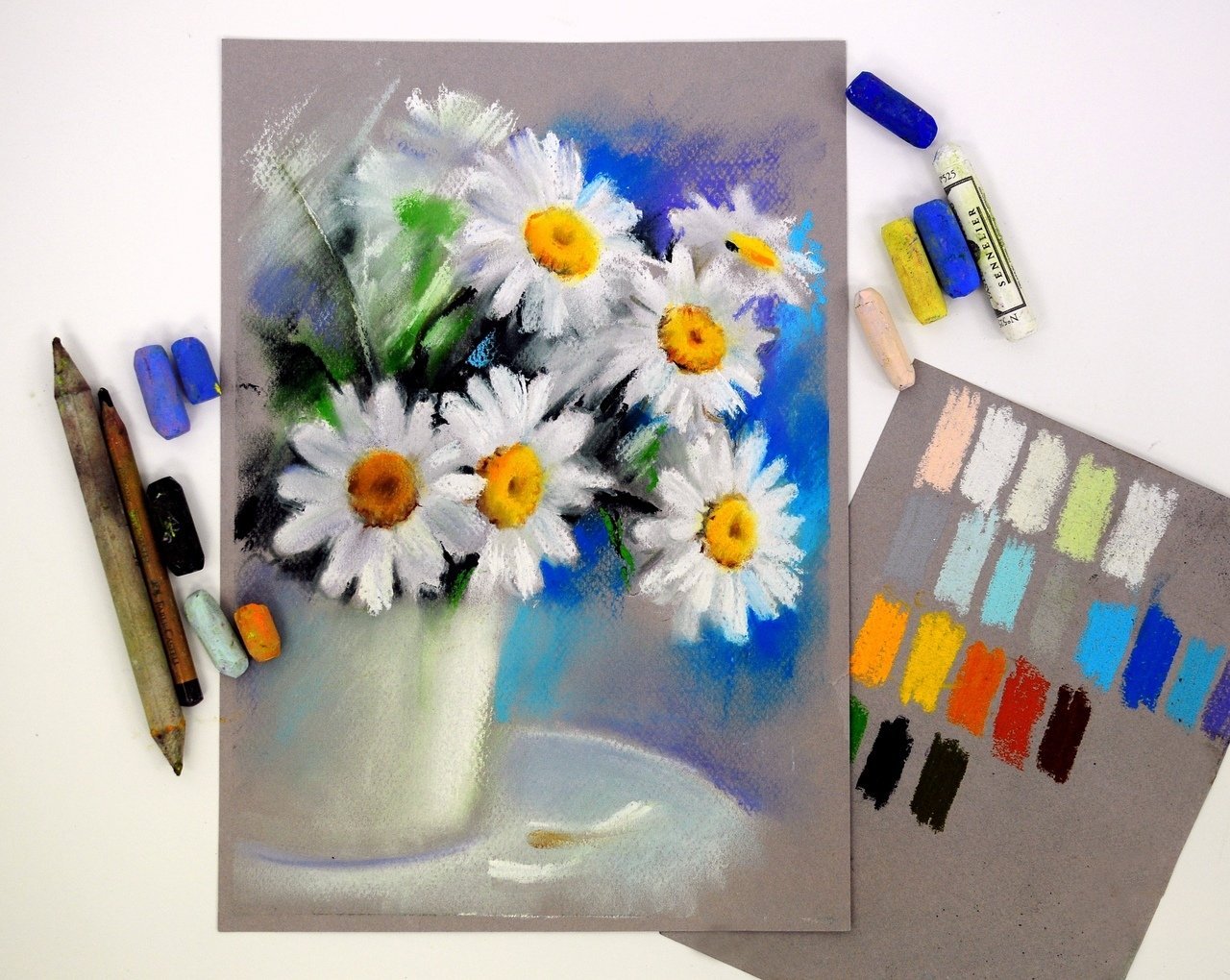 Рисование пастелью цветы